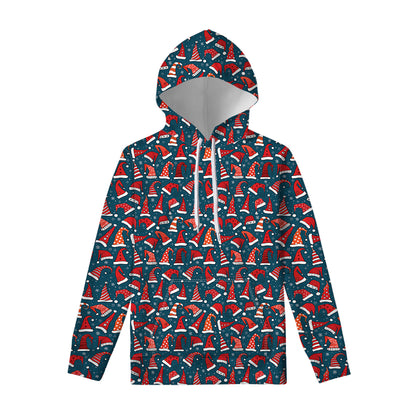 Christmas Santa Hats Pattern Print Pullover Hoodie