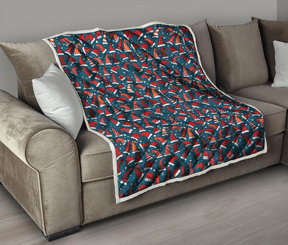 Christmas Santa Hats Pattern Print Quilt