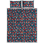 Christmas Santa Hats Pattern Print Quilt Bed Set