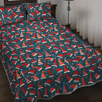 Christmas Santa Hats Pattern Print Quilt Bed Set