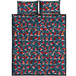 Christmas Santa Hats Pattern Print Quilt Bed Set