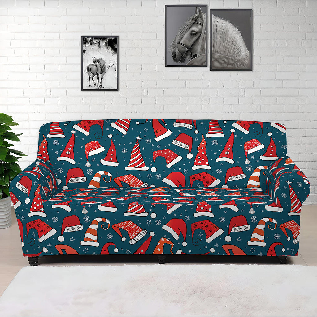 Christmas Santa Hats Pattern Print Sofa Cover