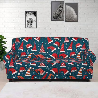 Christmas Santa Hats Pattern Print Sofa Cover