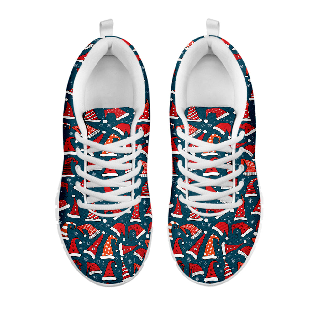 Christmas Santa Hats Pattern Print White Sneakers