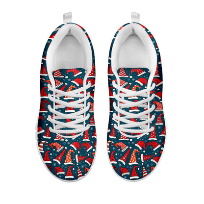 Christmas Santa Hats Pattern Print White Sneakers
