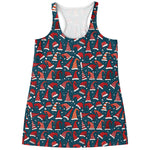 Christmas Santa Hats Pattern Print Women's Racerback Tank Top
