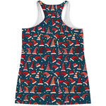 Christmas Santa Hats Pattern Print Women's Racerback Tank Top