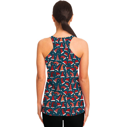 Christmas Santa Hats Pattern Print Women's Racerback Tank Top