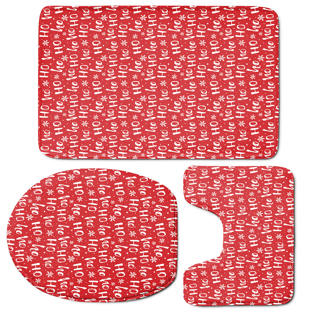 Christmas Santa Laugh Pattern Print 3 Piece Bath Mat Set