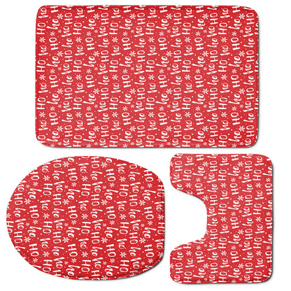 Christmas Santa Laugh Pattern Print 3 Piece Bath Mat Set