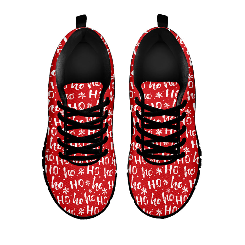 Christmas Santa Laugh Pattern Print Black Sneakers