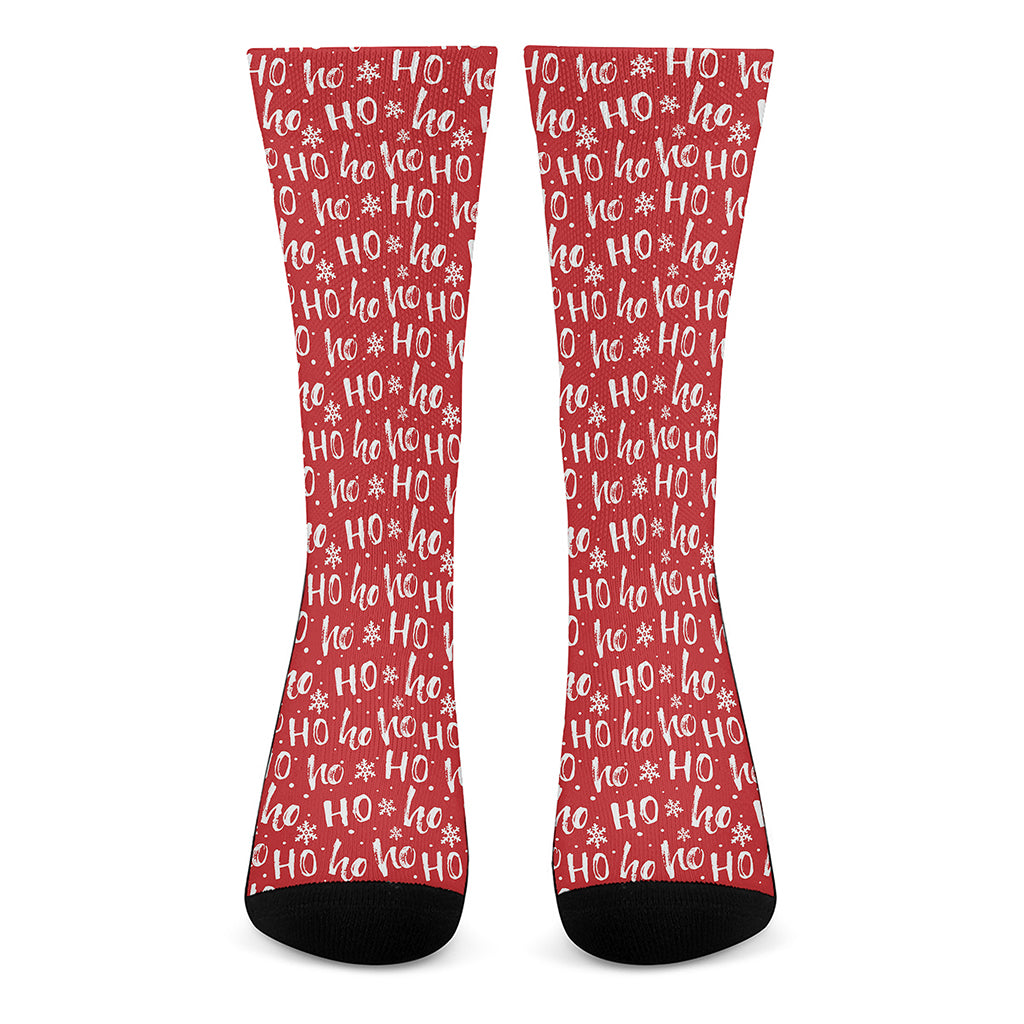Christmas Santa Laugh Pattern Print Crew Socks