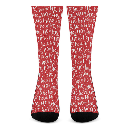 Christmas Santa Laugh Pattern Print Crew Socks