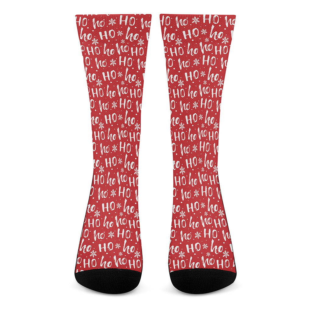 Christmas Santa Laugh Pattern Print Crew Socks