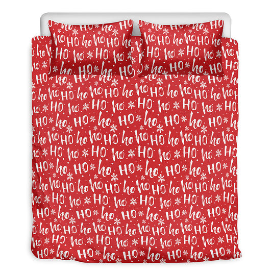 Christmas Santa Laugh Pattern Print Duvet Cover Bedding Set