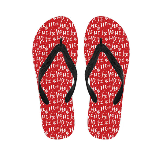 Christmas Santa Laugh Pattern Print Flip Flops