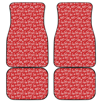 Christmas Santa Laugh Pattern Print Front and Back Car Floor Mats