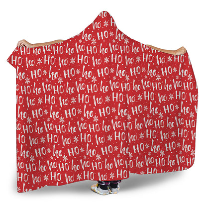 Christmas Santa Laugh Pattern Print Hooded Blanket
