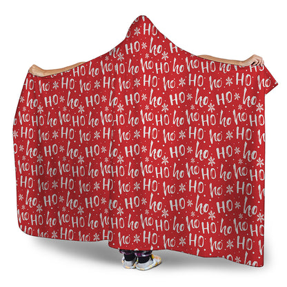 Christmas Santa Laugh Pattern Print Hooded Blanket