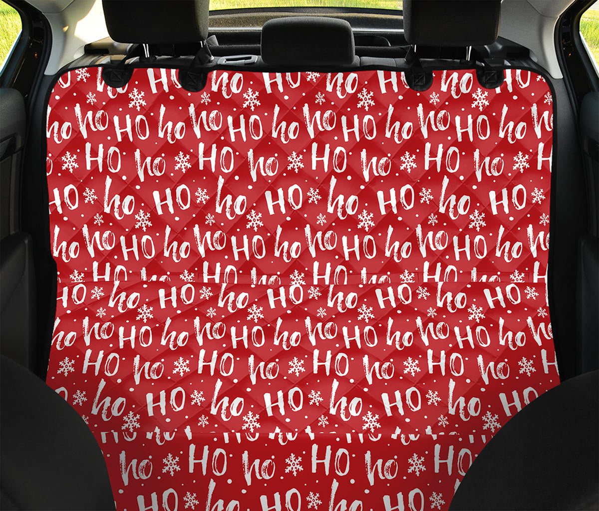 Christmas Santa Laugh Pattern Print Pet Car Back Seat Cover