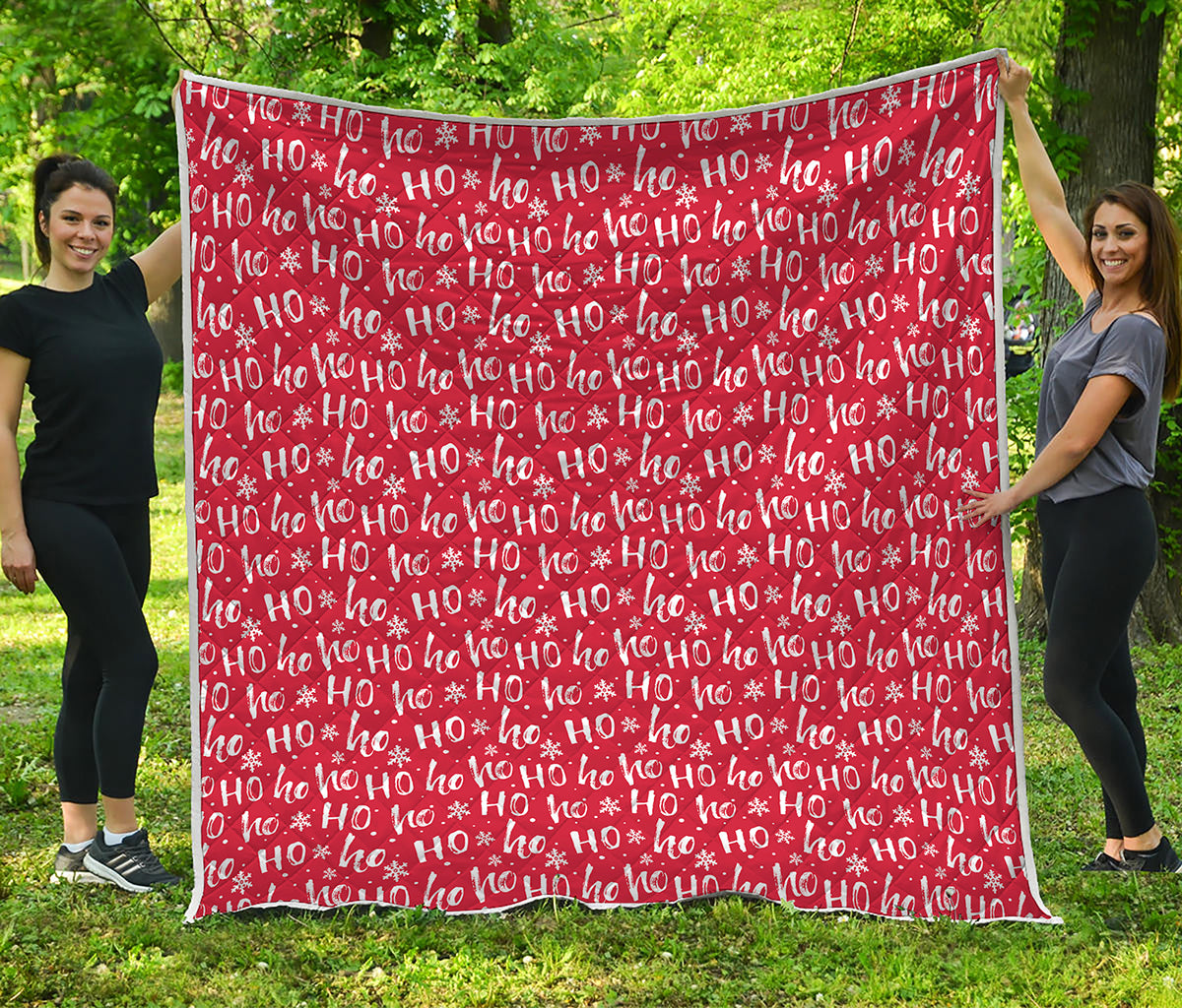 Christmas Santa Laugh Pattern Print Quilt