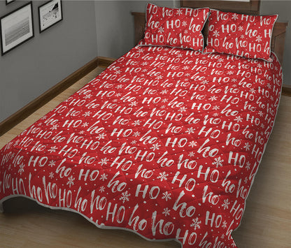 Christmas Santa Laugh Pattern Print Quilt Bed Set