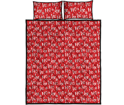 Christmas Santa Laugh Pattern Print Quilt Bed Set