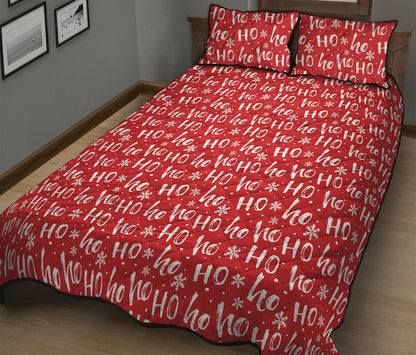 Christmas Santa Laugh Pattern Print Quilt Bed Set