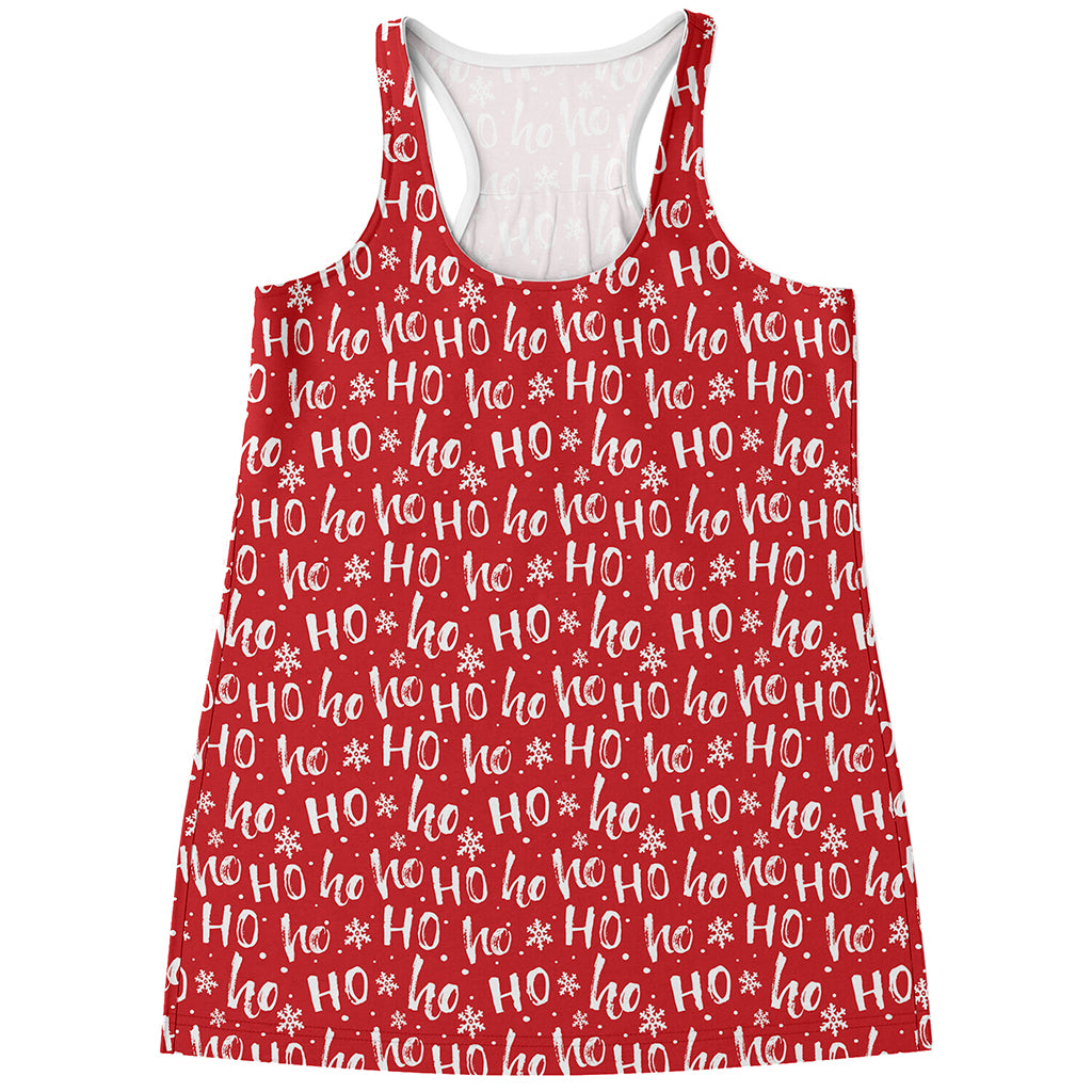 Christmas Santa Laugh Pattern Print Women's Racerback Tank Top