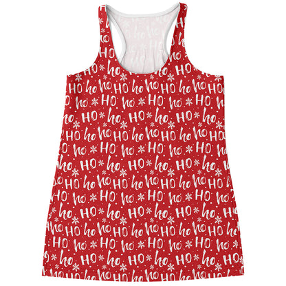 Christmas Santa Laugh Pattern Print Women's Racerback Tank Top