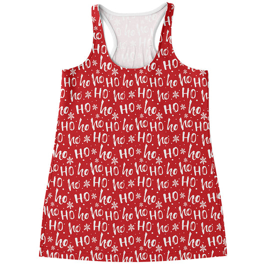 Christmas Santa Laugh Pattern Print Women's Racerback Tank Top