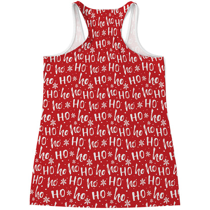 Christmas Santa Laugh Pattern Print Women's Racerback Tank Top