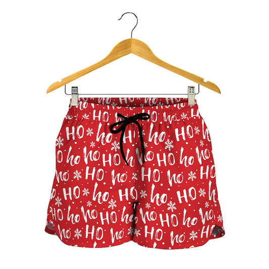 Christmas Santa Laugh Pattern Print Women's Shorts