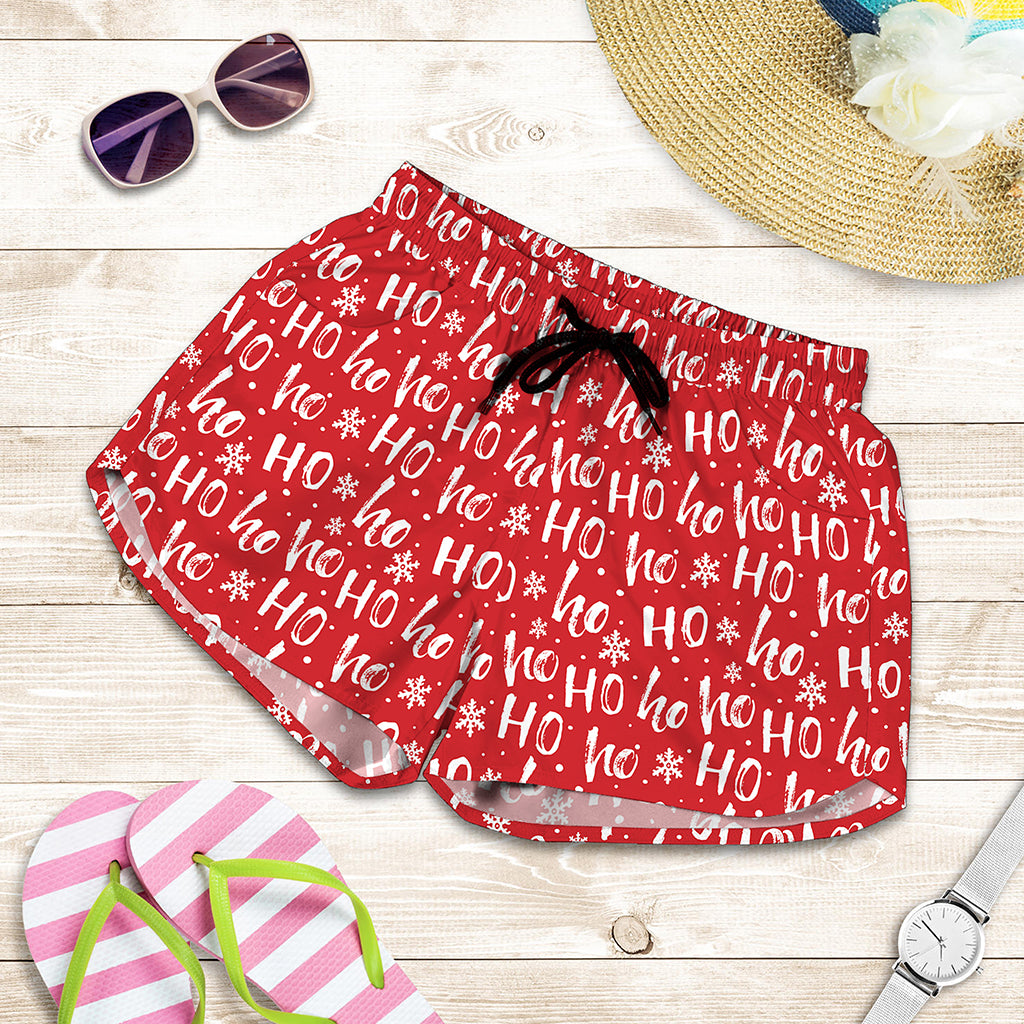 Christmas Santa Laugh Pattern Print Women's Shorts