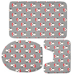 Christmas Santa Penguin Pattern Print 3 Piece Bath Mat Set