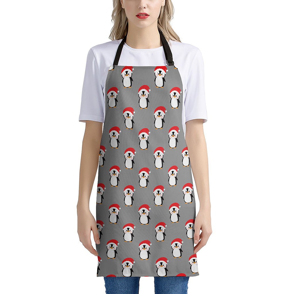 Christmas Santa Penguin Pattern Print Apron