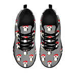 Christmas Santa Penguin Pattern Print Black Sneakers