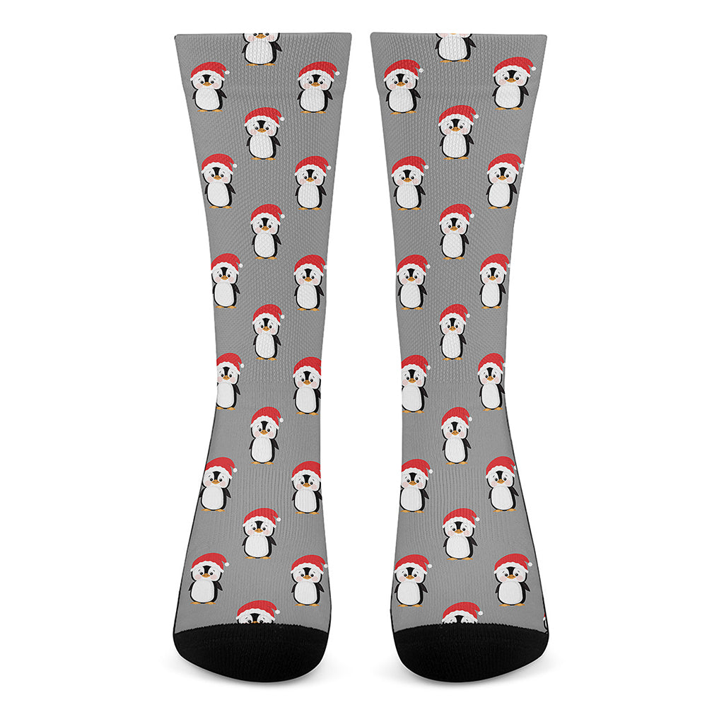 Christmas Santa Penguin Pattern Print Crew Socks