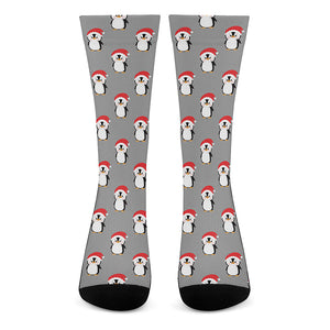 Christmas Santa Penguin Pattern Print Crew Socks