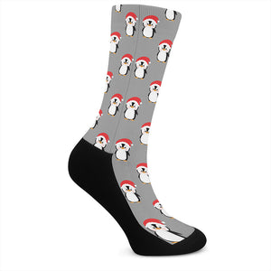 Christmas Santa Penguin Pattern Print Crew Socks