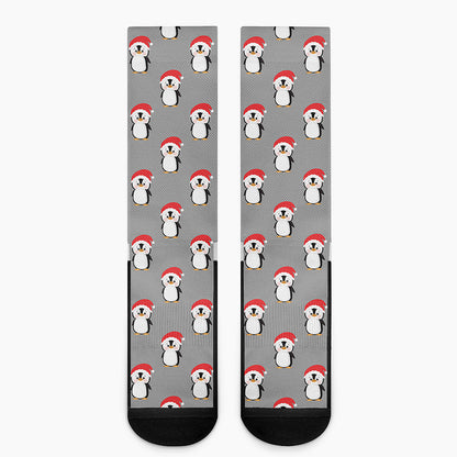 Christmas Santa Penguin Pattern Print Crew Socks