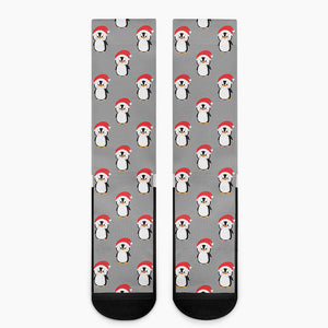 Christmas Santa Penguin Pattern Print Crew Socks