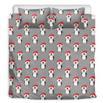 Christmas Santa Penguin Pattern Print Duvet Cover Bedding Set