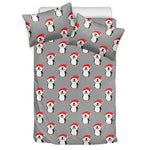 Christmas Santa Penguin Pattern Print Duvet Cover Bedding Set