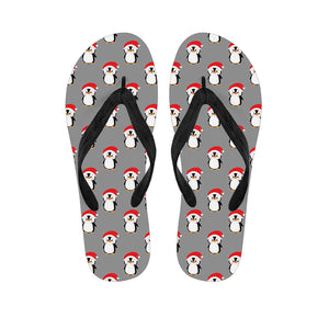 Christmas Santa Penguin Pattern Print Flip Flops