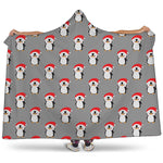 Christmas Santa Penguin Pattern Print Hooded Blanket