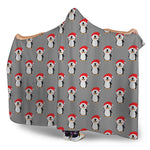 Christmas Santa Penguin Pattern Print Hooded Blanket