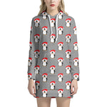 Christmas Santa Penguin Pattern Print Hoodie Dress