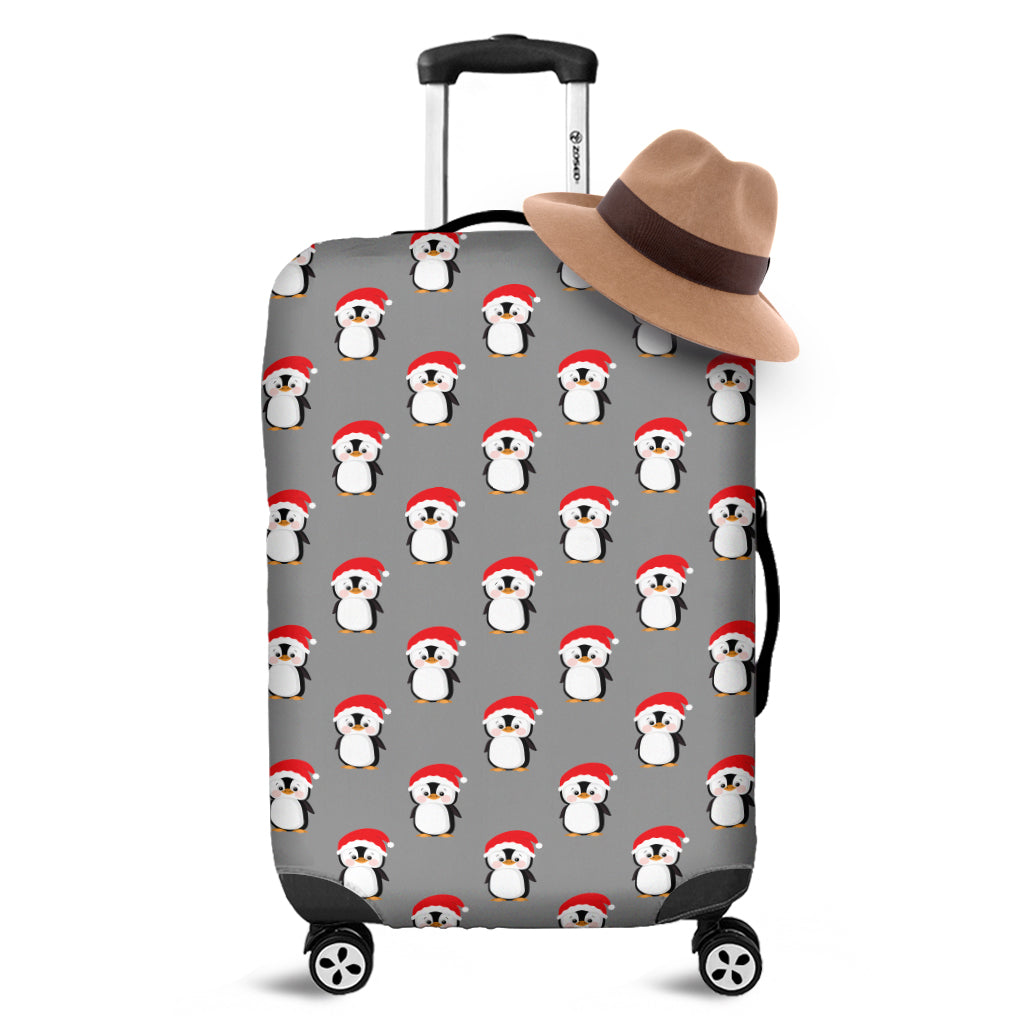 Christmas Santa Penguin Pattern Print Luggage Cover