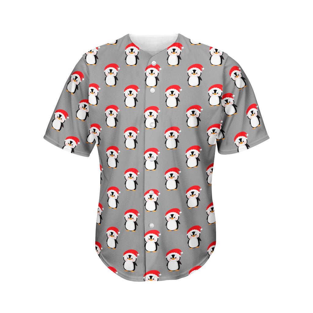 Christmas Santa Penguin Pattern Print Men's Baseball Jersey